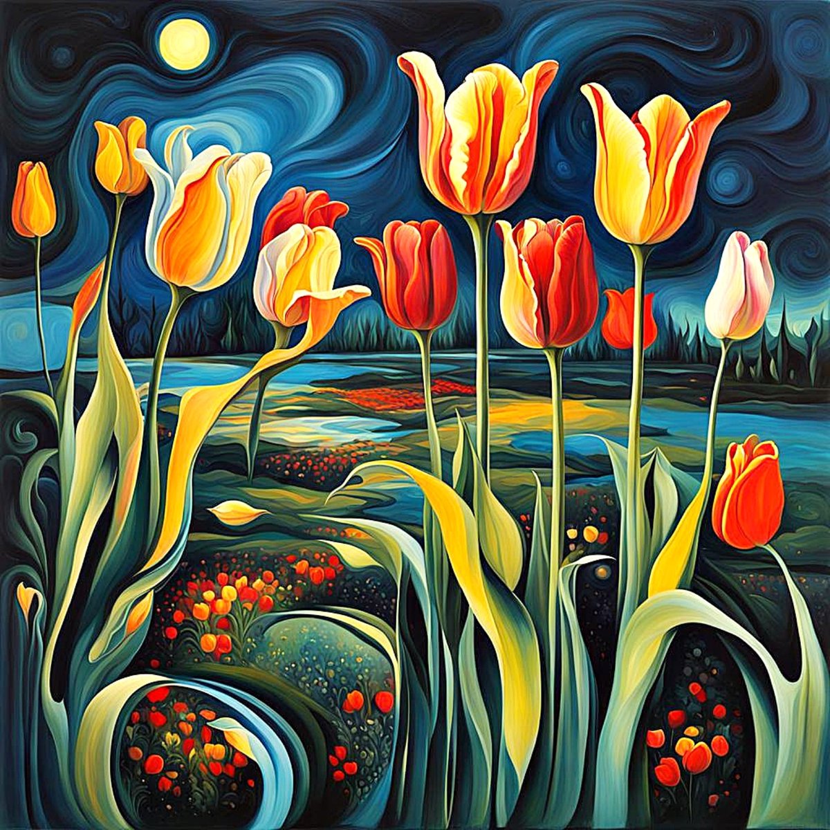 See this Instagram photo by 'Tulips under night sky' by George Hutton Hunter. @diTempli  @twitterart  @huttonhunter instagram.com/p/C5liawqC0s4/… #surrealism #tulips #landscapeprint #floralprint