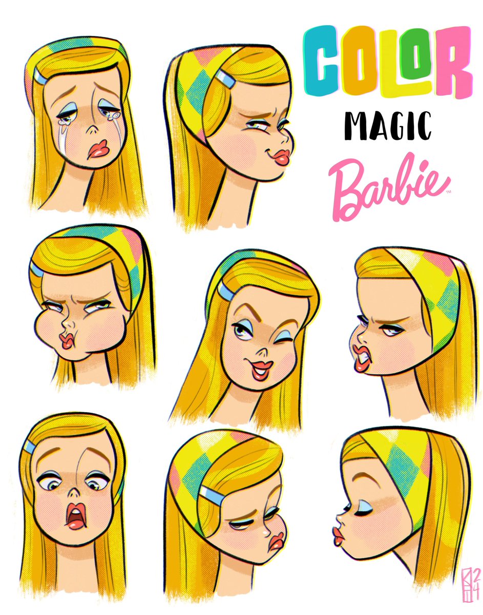 More fun #colormagicbarbie shenanigans Updated prints in my store! Link in bio #characterdesign #vintagebarbie #modbarbie