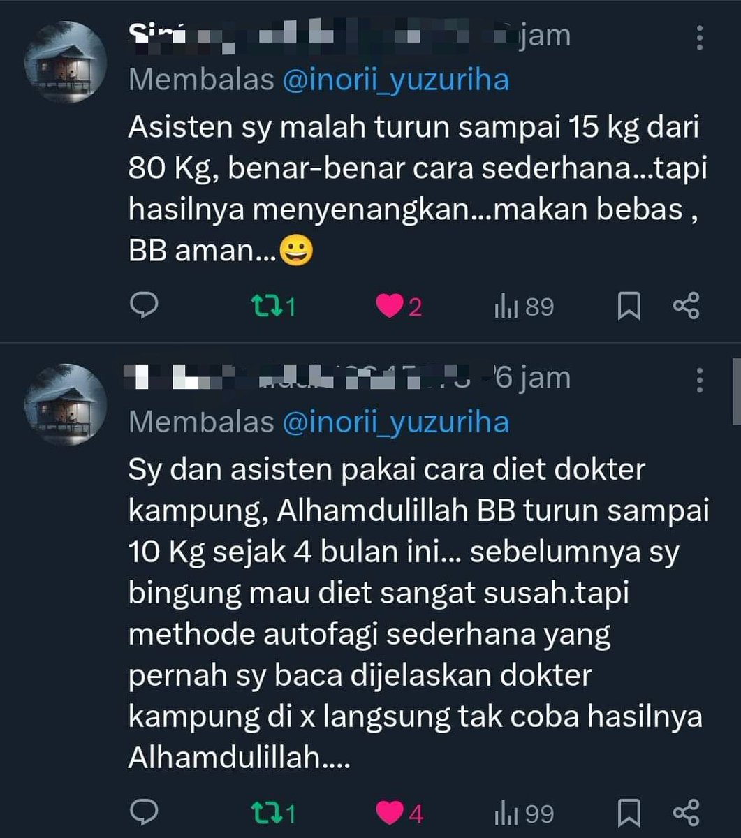 Autofagi non medikasi jangankan 1 bln. 1 minggu bisa 6kg turun berat badan bagi yang obesitas. Ga butuh suplement.