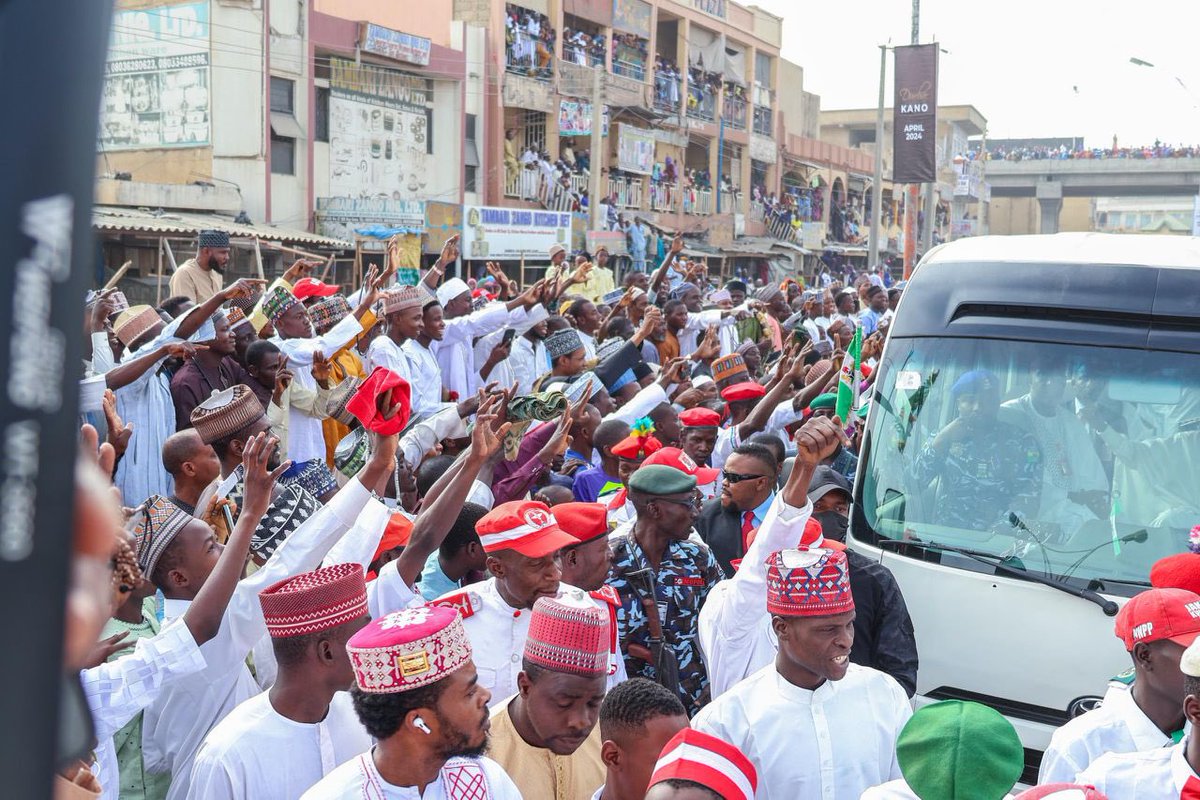 Pleased to be joined by His Royal Highness, Alhaji Aminu Ado Bayero, the Emir of Kano and thousands of other good people of Kano for the Eid prayer at the Kano Central Eid Ground. May Allah accept from us all. - AKY