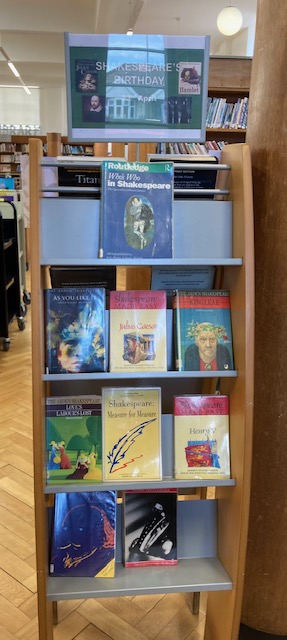 This display of books at Kenton in the adult library section is for #ShakespearesBirthday - thanks to Elizabeth and their work experience year 10 student!