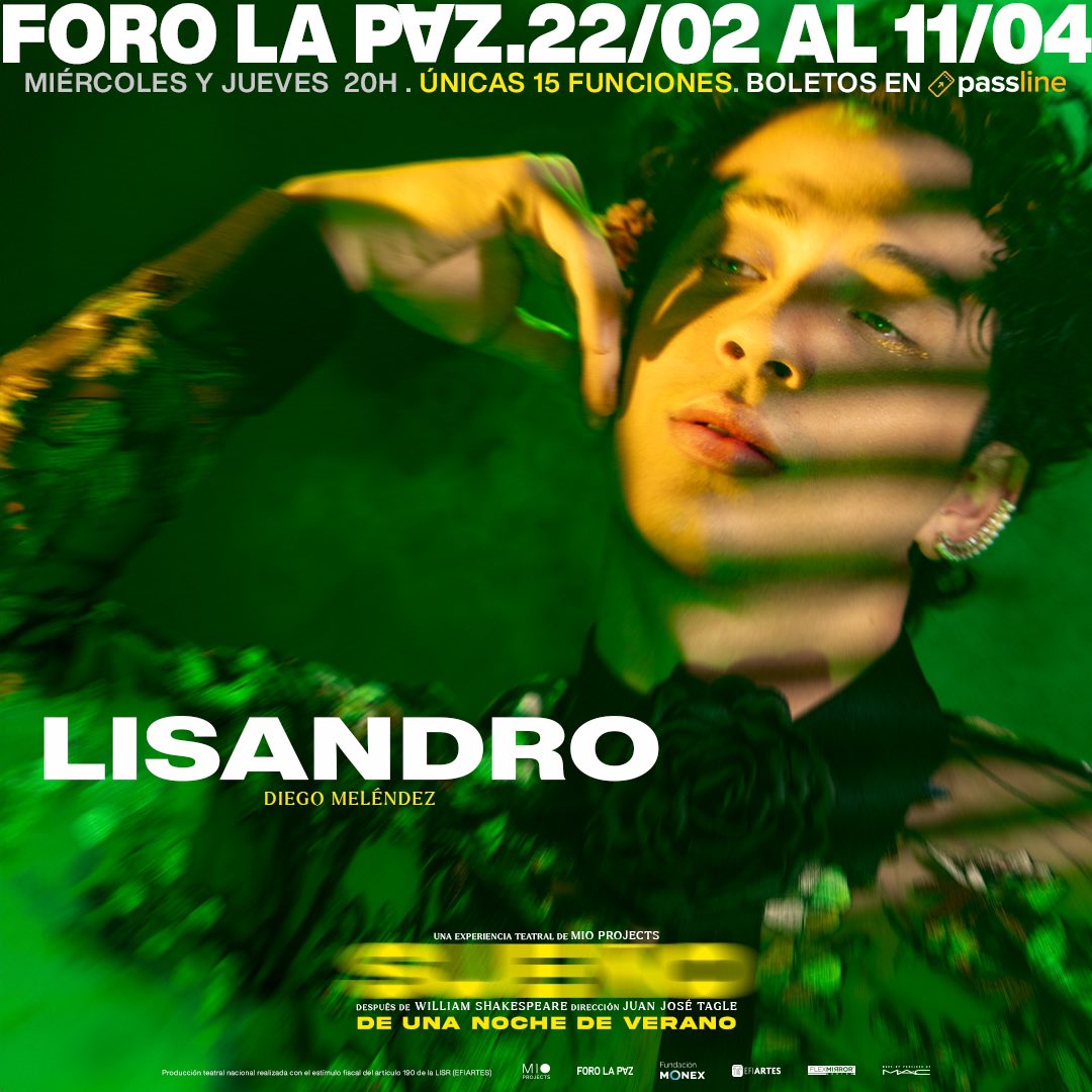 .<a href="/diegomelendezmx/">Diego Meléndez</a> en SUEÑO de una Noche de Verano es Lisandro

🎭
Avenida Q
Todo el mundo habla de Jamie 
Un cuento de Navidad
The Prom

📺
El Guau
Hasta la Madre del Día de las Madres

ÚLTIMAS 2 FUNCIONES
📍 @ForoLaPazMX 
📆 Mié y jue 20:00 h
👉🏼 passline.com/eventos/sueno-