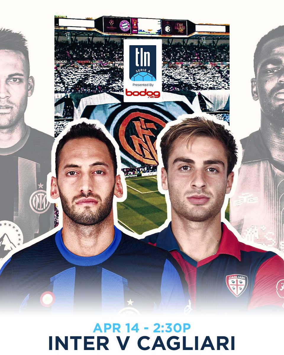 🇮🇹 #InterCagliari 📺 Live on @TLNTV this Sunday, April 14 at 2:30P ⚽️ Presented by @BodogCA #makeaplay