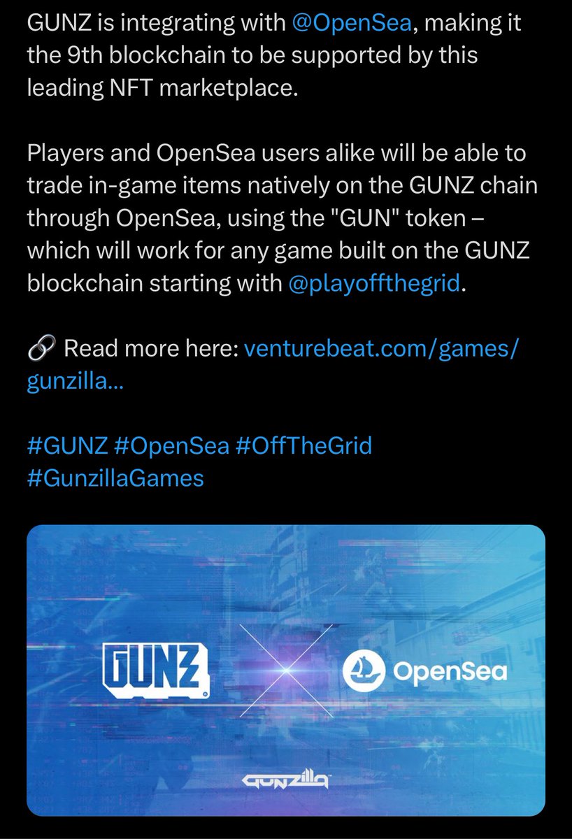 🚨 JUST IN: GUNZ chain by @GunzillaGames is the first Avalanche subnet ever to be integrated to OpenSea. This shows the possibilities of other subnets being integrated to more marketplaces. This also means more volume and visibility. Which @avax subnet next? 👀🔥