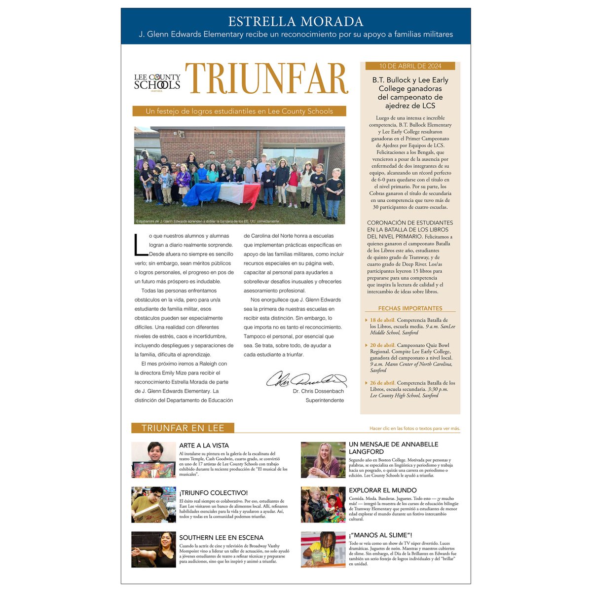 ¡No se pierdan nuestra 10ma edición de THRIVE o TRIUNFAR, publicación ocasional que celebra logros estudiantiles en Lee County Schools! TRIUNFAR bit.ly/4cOuiPZ THRIVE bit.ly/3J9B8SB ▶️ Y sigan los enlaces del texto para enterarse de más aun. #LCSthrive