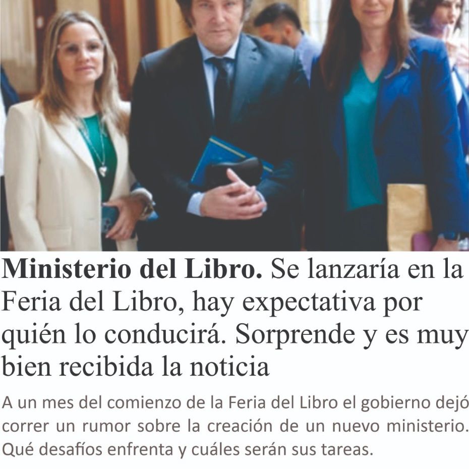 Milena Caserola (@milenacaserola) on Twitter photo Osea, digamos. El Ministerio del Libro ya es un hecho. Hablan de esto todos los medios más importantes del país. Hasta Milei opinó. El día de la fecha se confirma su creación, no sabemos todavía quien lo conducirá.
propuestas a: ministeriodellibro@gmail.com <a href="/MinLibro_Ar/">Ministerio Del Libro</a> Osea, digamos. El Ministerio del Libro ya es un hecho. Hablan de esto todos los medios más importantes del país. Hasta Milei opinó. El día de la fecha se confirma su creación, no sabemos todavía quien lo conducirá.
propuestas a: ministeriodellibro@gmail.com <a href="/MinLibro_Ar/">Ministerio Del Libro</a>