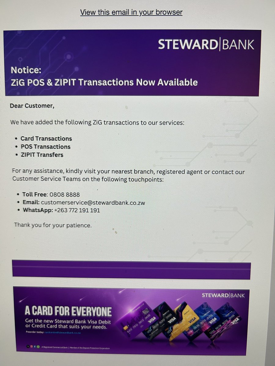 It looks like all systems are up and running. If your Bank is still to update you - just know you are working with Museyamwa Bank