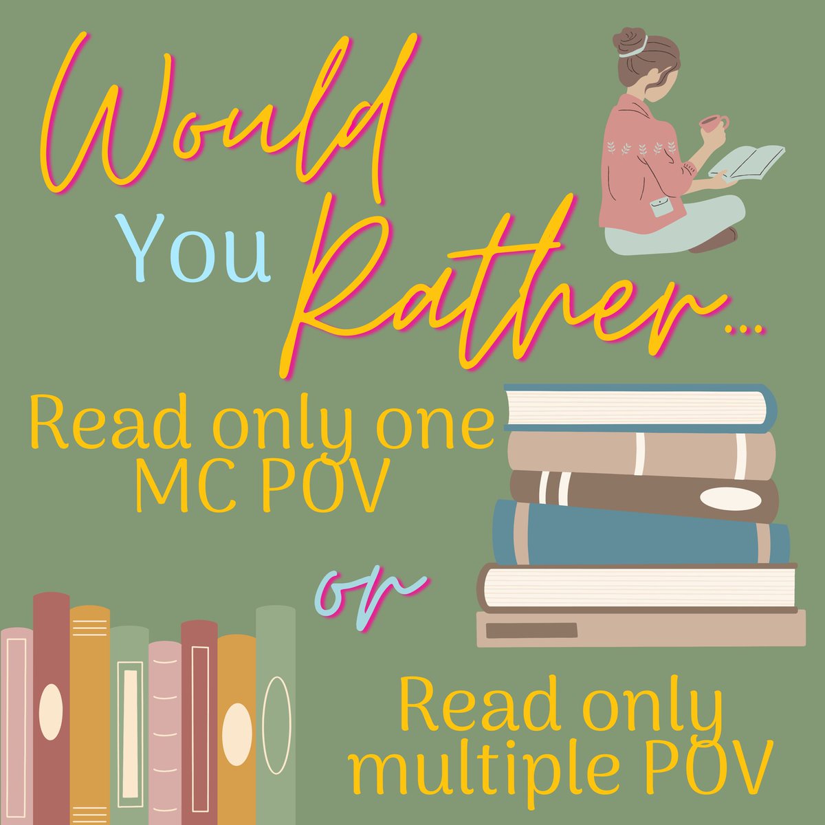 Hey readers, here is this week’s Would you rather….

Read only One POV
or
Read only multiple POV

#bookish
#books 
#wouldyourather
#readerpoll