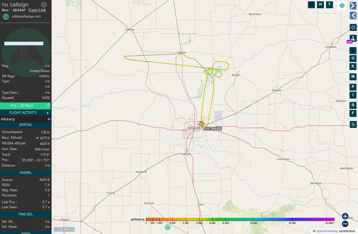 Unknown military aircraft #AE6AAF over Amarillo, TX.