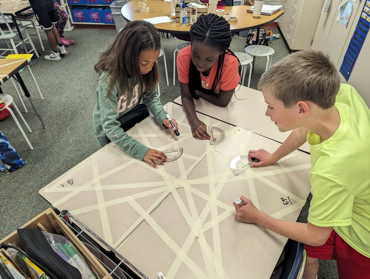 sredwards23's tweet photo. Students made lines and angles, then used protractors to measure ALL angles today. Loved hearing groups use math talk to help and stump each other. 🚀 @HRErockets @HSESchools https://t.co/h0v1PiWwlQ