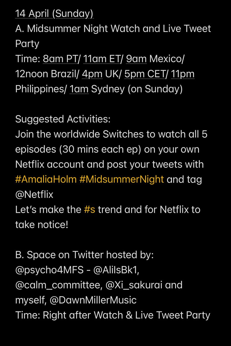 AliIsBk1's tweet photo. #Switches #Holmies Celebrate Amalia’s Week continues! As there are many events happening in the next few days. I’ve summarised them with suggested activities in the pics below on a day by day basis. 

Your participation in as many as you can is crucial &amp; might help get S2 for 1/ https://t.co/7ihe8vj6ZN