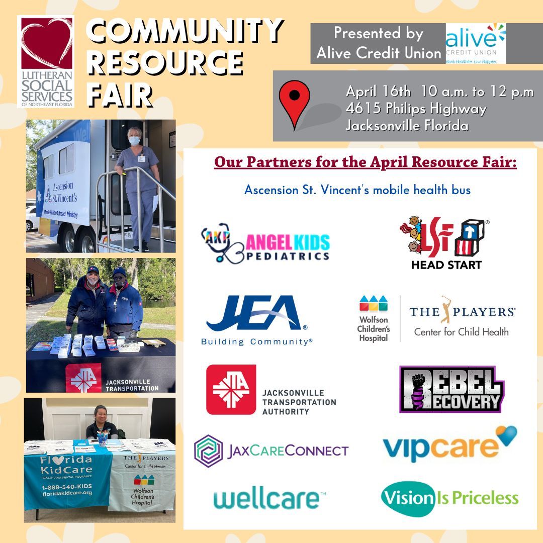 Spring into action and join us April 16th at the LSS Community Resource Fair to get connected with vital services and support! 🌼 @AliveCU @Jaxhealth @JaxCareConnect @JTAFLA @WellcarePla @WolfsonChildren and more! Click here for more event details: buff.ly/3U9RVLy