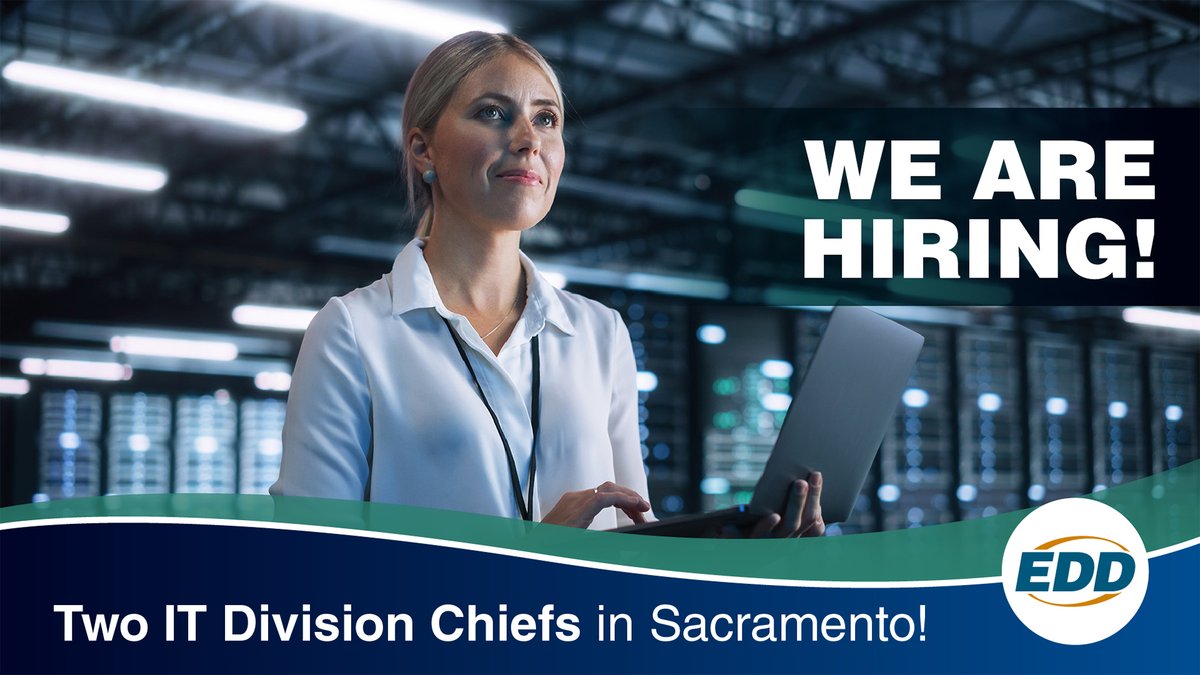 We're #hiring two Division Chiefs! As a member of EDD's Executive Staff, you will participate in decision-making to direct the effective application of information technology to meet our business goals and objectives. 🔗 Apply by April 13: Bit.ly/EddJobs-CEA #CAJobs