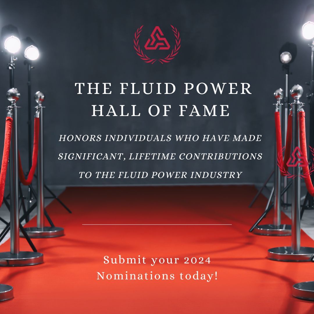 Make a nomination for the 2024 Fluid Power Hall of Fame: buff.ly/3HiTort 

#systemdesign #hydraulics #mechanic#mechanicalengineering #mechanicalengineer#mechanicalengineeringstudent #hvactechnician#fluidpowerservices #fluidpowercertification #IFPS#IFPScertified