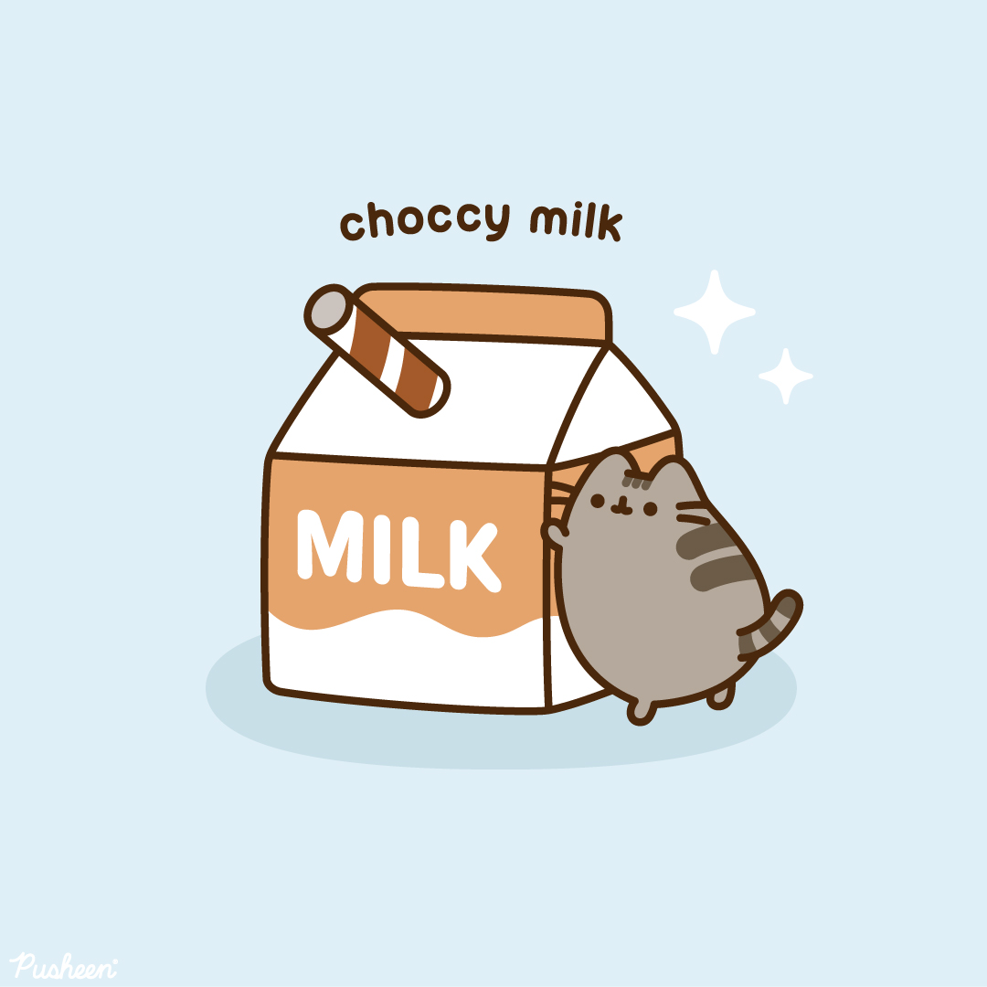 Pusheen's tweet photo. choccy milk ✨ https://t.co/CYGGsK0cZv