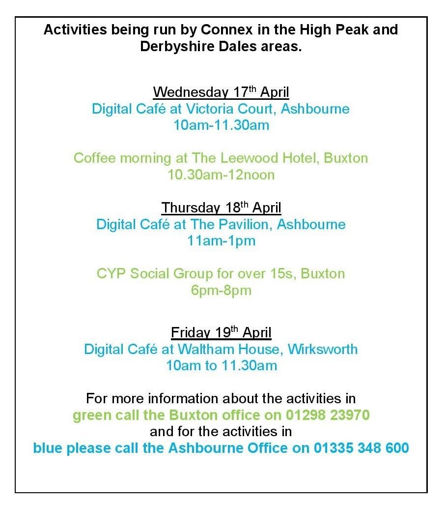 Activities on offer week commencing Monday 15th April.
#whatsonwednesday