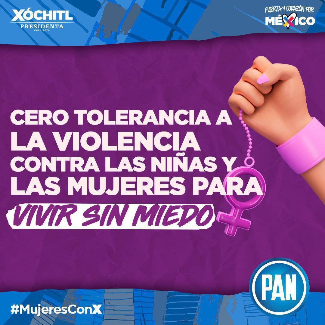 Las mujeres merecen vivir sin miedo, con @XochitlGalvez habrá cero tolerancia a para quienes las agredan. #MujeresConX