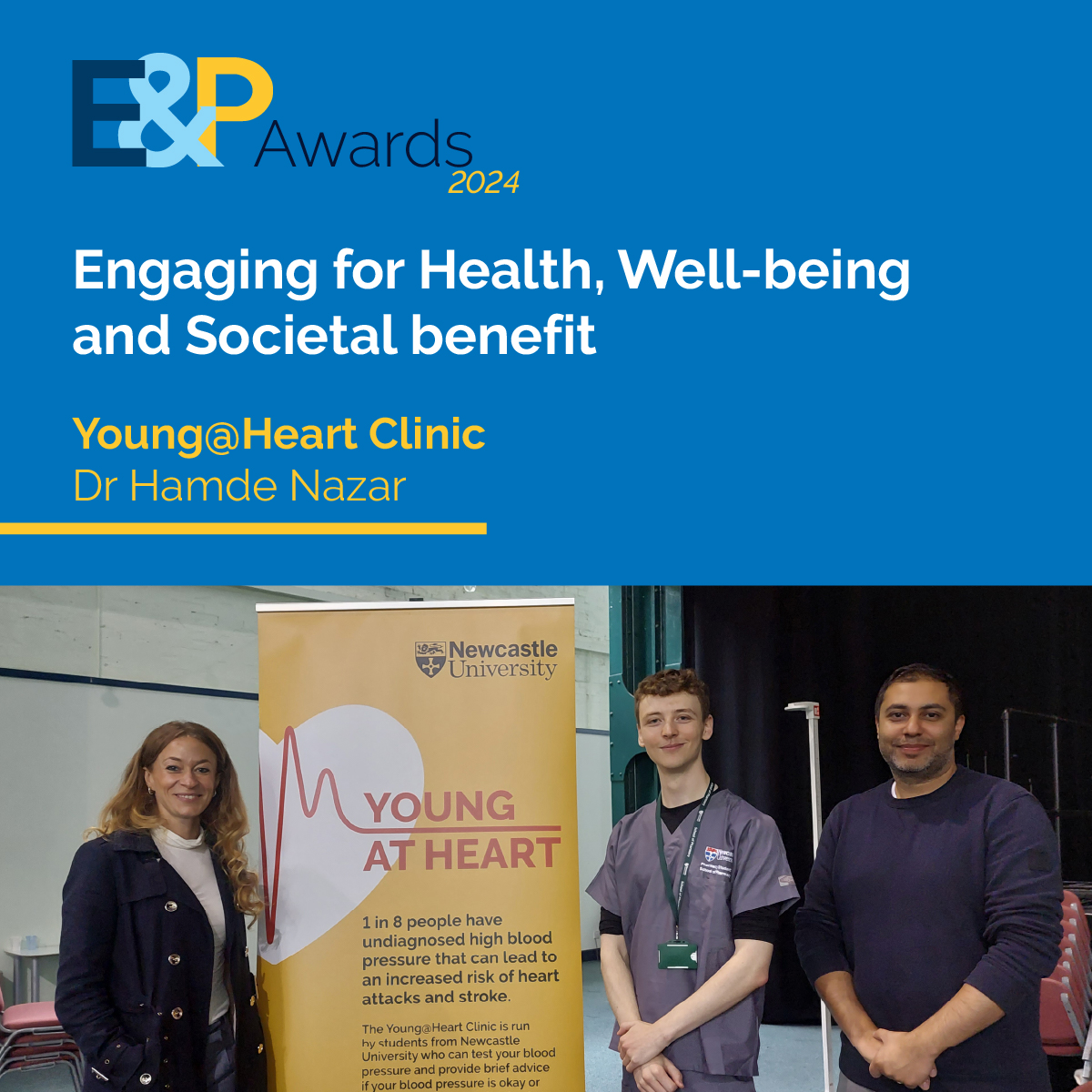 Celebrating projects delivering benefits to society through collaboration with partners in the public, health & voluntary sectors - here are our nominees for the Health, Wellbeing & Societal Benefit Award - @NazarHamda @veepollock @viveknityananda 👏 #WeAreNCL #EandPAwardsNCL