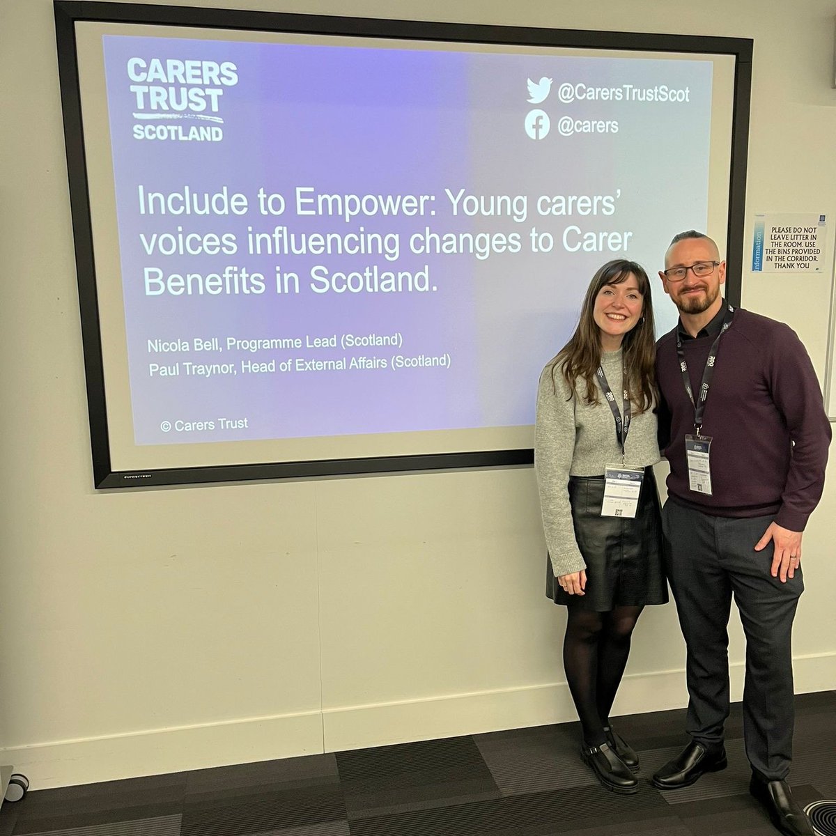 .@CarersTrustScot were delighted to present at #IYCC2024 today! We shared our work in facilitating young carer voices' to influence change, including recent changes to financial support.