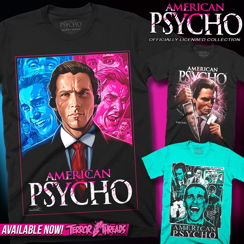 I simply am not there… Our officially licensed, American Psycho collection is now available! Guarantee your purchase before our preorder ends this Sunday at midnight! Click on the link in our profile or shop, TERRORTHREADS.COM🔪