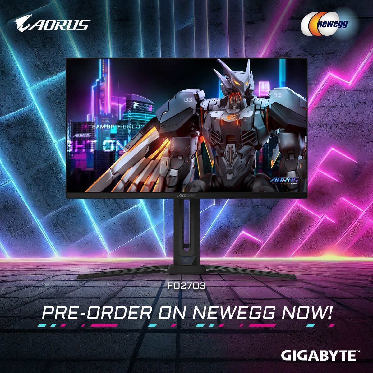 Our fastest OLED monitor yet, the FO27Q3 🖥️, sports a remarkable 360Hz refresh rate! 😮‍💨💨  

🚀 FO27Q3 Gaming Monitor
💜 QD-OLED technology, with HDR True Black
💜 2K, 360Hz, and 0.03ms
💜 OLED Care
💜 RGB Stand & KVM

🛒🥚  PRE-ORDER NOW ON NEWEGG: aorus.shop/oled-preorder