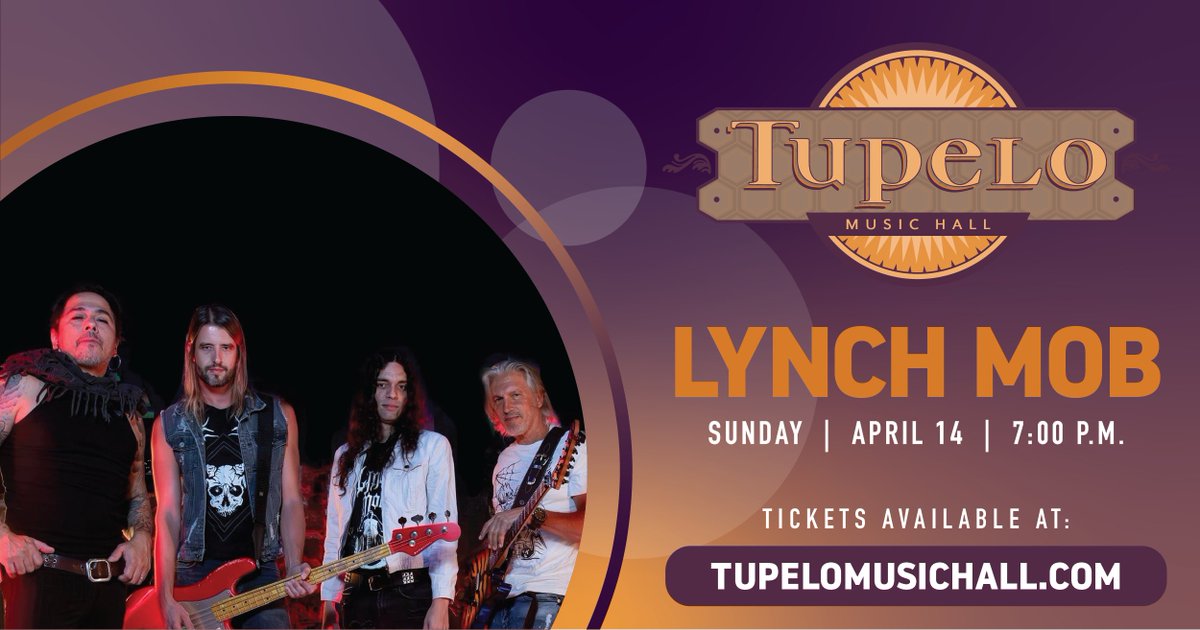Don't miss Lynch Mob's farewell tour - The Final Ride - at Tupelo this Sunday! Known for their high energy shows that feature elements of classic rock, blues, and metal, with a propensity for improvisation, this will be an INCREDIBLE evening! All Sinners to open the show!