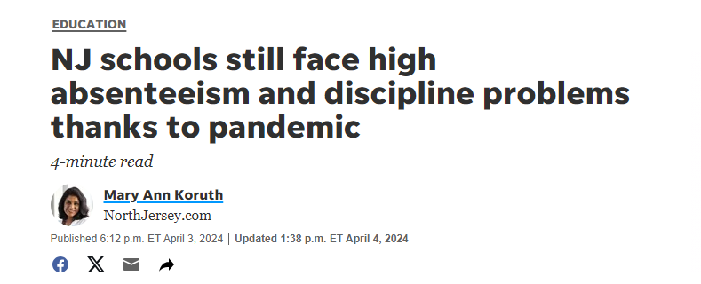 The NJ Government forced public schools to remain closed for over a year and a half, but is now worried about absenteeism?