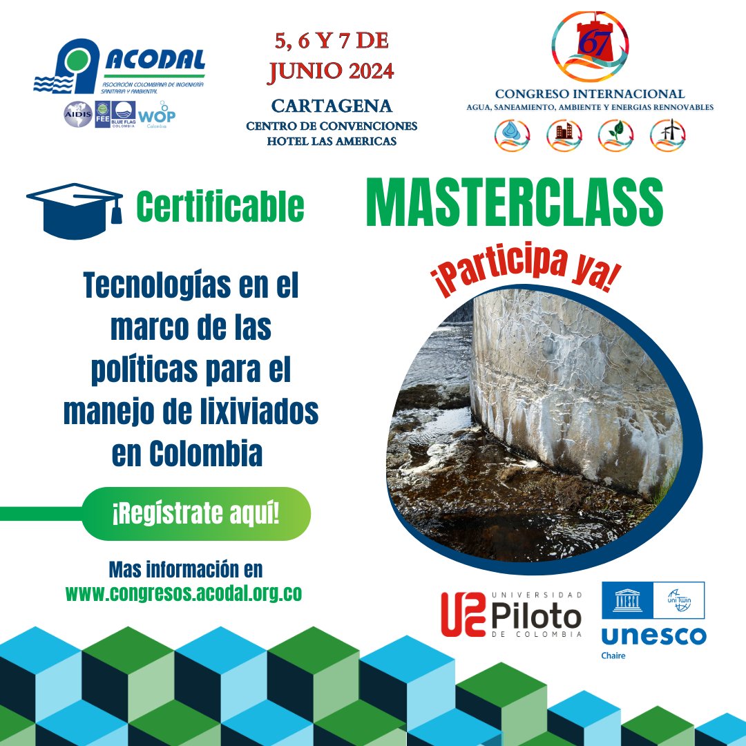 🎓🌟 No te pierdas nuestro exclusivo Master Class certificable sobre 'Tecnologías en el marco de las políticas para el manejo de lixiviados en Colombia' 🌟🎓  ¡Inscríbete ahora y asegura tu lugar! 🚀📚  👉 Más información en: i.mtr.cool/dkvbkiabsc @UPilotoOficial