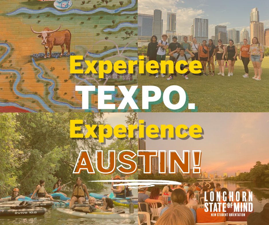 Howdy, Incoming Longhorns! If you looking for a way to experience Austin during summer 2024 beyond #UTOrientation, consider signing up for Texas Experiential Orientation (TEXPO)! For more information, check out newstudentservices.utexas.edu/texpo