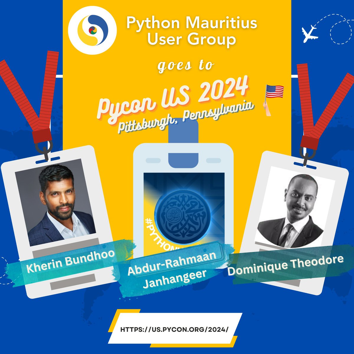 kherinbundhoo's tweet image. Grateful and Geared Up for @pycon US 2024!
I am excited to announce that I’ve been granted the opportunity by the @ThePSF Python Software Foundation and Chukwudi Nwachukwu to receive a travel grant for the upcoming PyCon conference in Pittsburgh!
#Python #pycon #pyconus