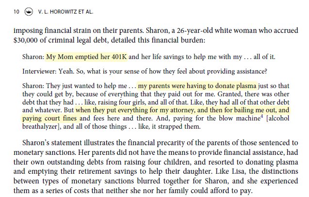 Unlike helping an adult child with, say, a down payment on a home, paying their court fines and fees is a 'stigmatized transfer,' putting extra financial and emotional strain on parents and parent-child relationships. -@Veronica_L_H et al in @socquarterly tandfonline.com/doi/full/10.10…