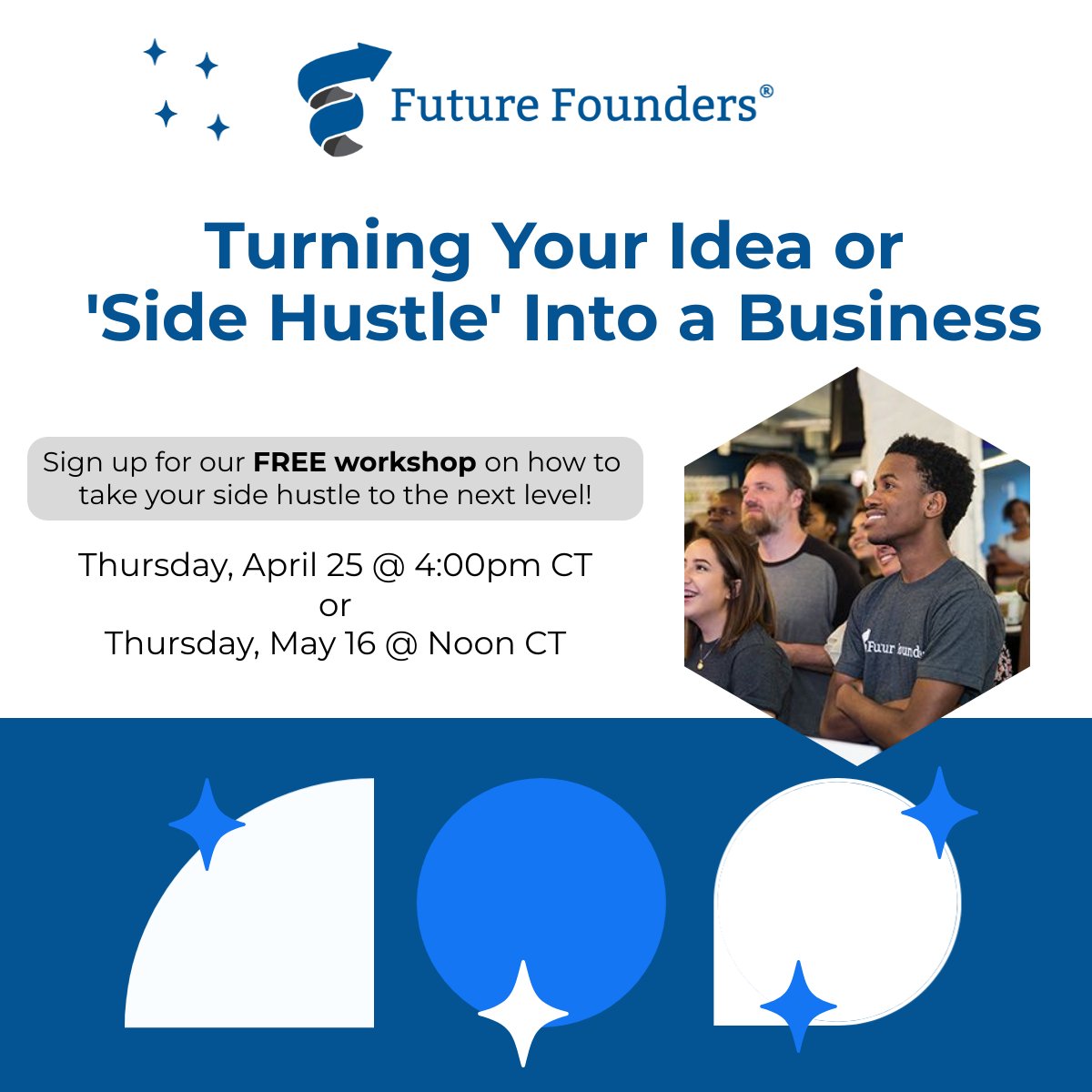 Looking to take your business idea or side hustle to the next level? Join Future Founders on April 25 at 4:00 PM CT for a free virtual workshop developed to help young entrepreneurs (18-30) take the necessary steps to launch and grow their businesses. ow.ly/SaJq50RcgAI