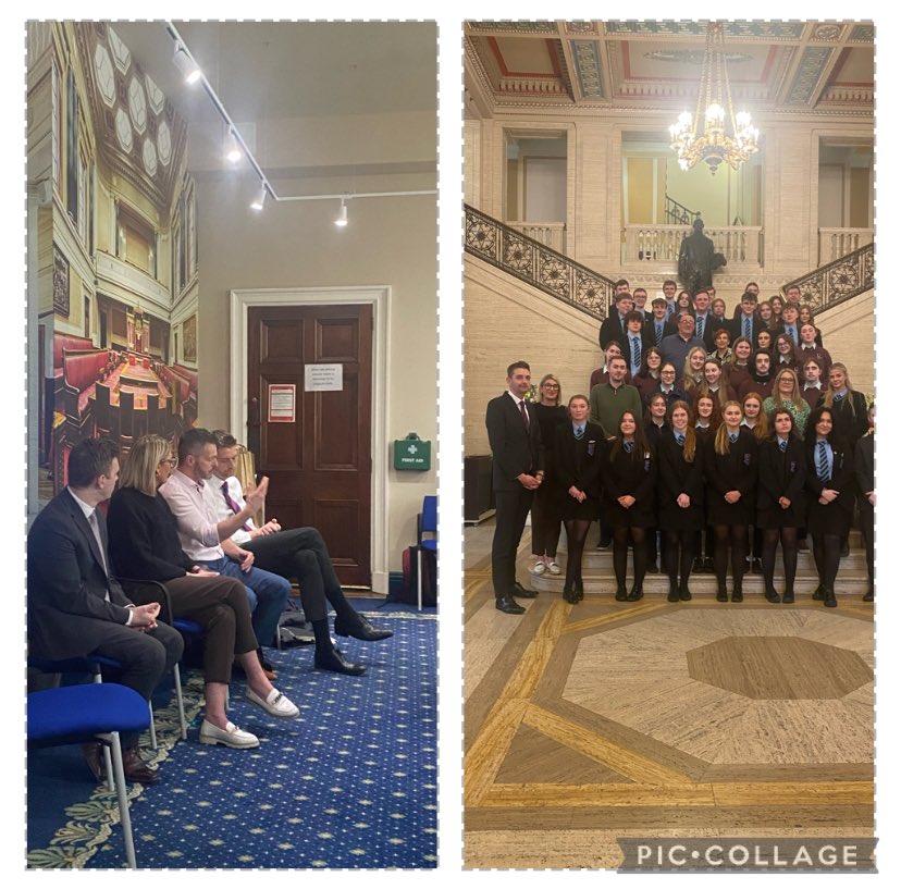 We were delighted to work with our colleagues in @politicsinacti1 to host students from @loretoMilford_ & @pcportadown Students took part in a debate and put a great range of questions to @LindaDillon81 @PhilipBrett21 @RobbieButlerMLA @EoinTennyson Thanks everyone 😊