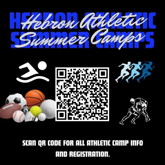 Please use the QR code to access information on all Hebron High Summer Camps.