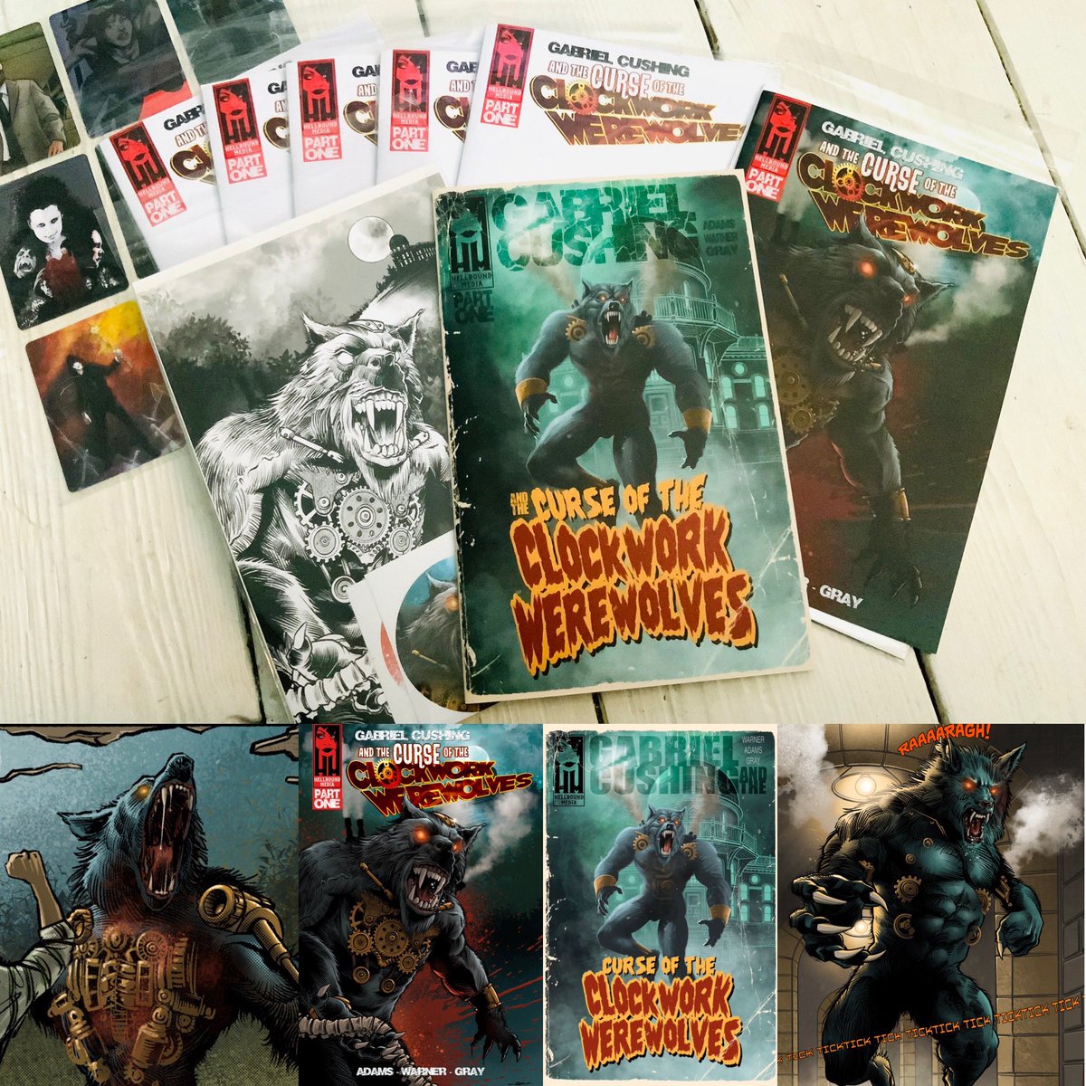 Comps arrived the other day. #clockworkwerewolves came out amazing. Very happy with it all. The books, the prints, stickers… Everything! Nice one team @HellboundMedia