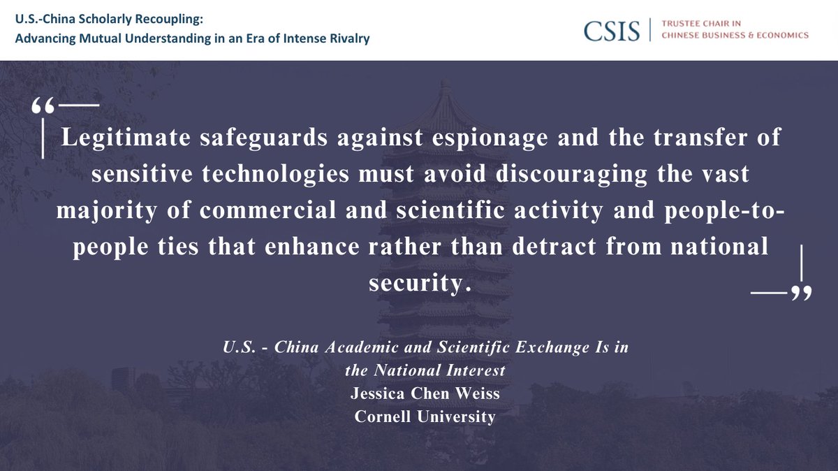 @jessicacweiss of @Cornell explores how U.S.-China academic exchanges serve national interests in our Scholarly Recoupling report. Discover her insights in the chapter here: csis.org/analysis/us-ch…