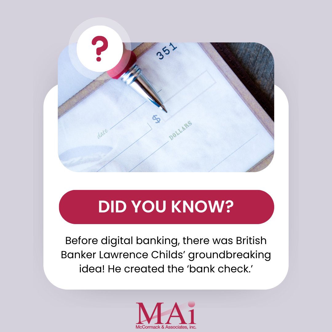 Ever wondered who invented the bank-issued check? 📜

While many assume that bank-issued checks were an American invention, it was British banker Lawrence Childs in 1762! 🏦

#bankingfunfact #bankershelpingbankers #historyinnovation #bankinghistory #lawrencechilds #bankchecks