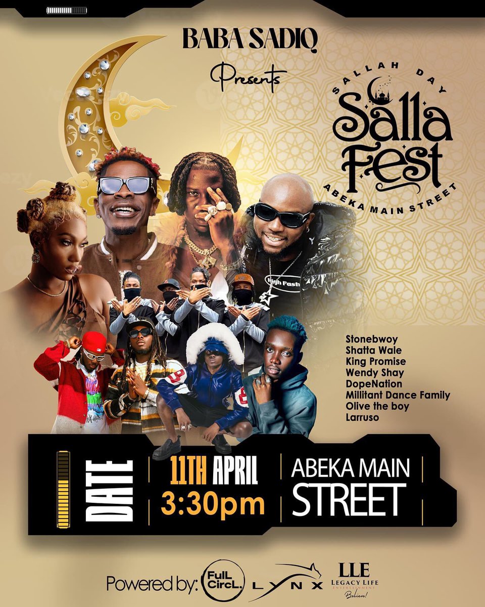 ATTENTION : Stonebwoy + Shatta Wale #SallaFest2024 🔥🔥🔥😂😂😂

One big #SallaFest celebration, united by love, driven with unmatched artistry. Guys an extra reason not to miss #SallaFest2024 Let’s meet at the main Abeka Street on Salla Day, Thursday 11th April, 2024 🔥🔥👇👇👇