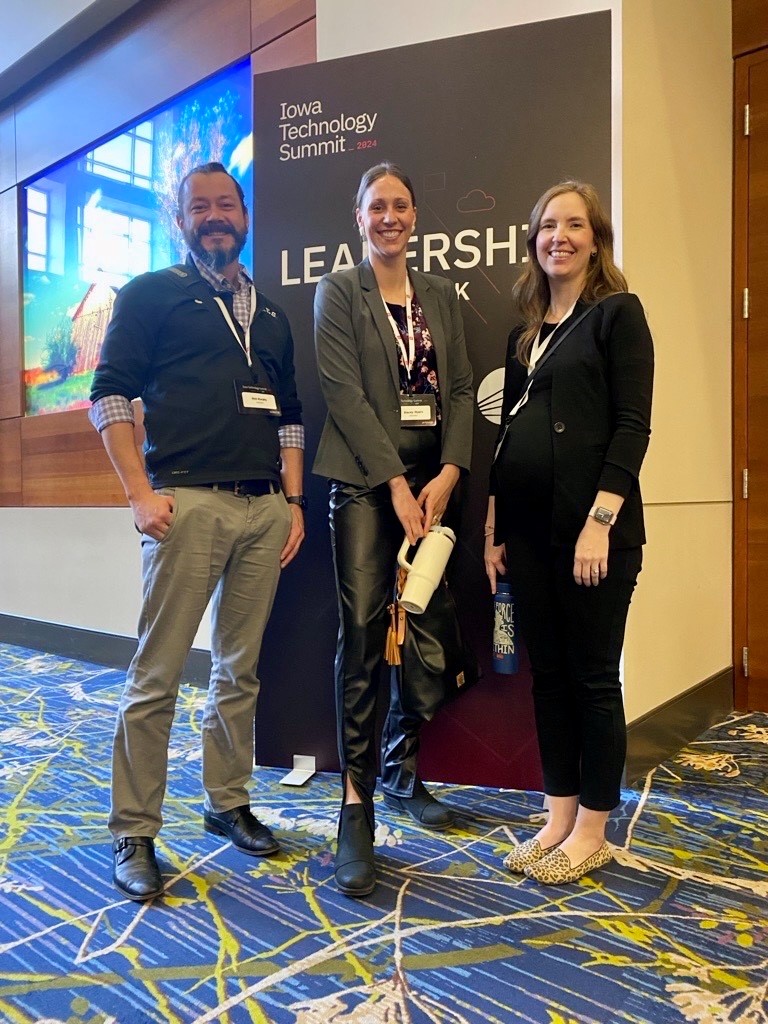 visionaryia's tweet image. Yesterday, Kelsy Sinnwell, Senior Project Manager, Stacey Meyers, Project Manager, and Nick Murphy, Data Analyst, played active roles in the 2024 Iowa Technology Summit, a distinguished event orchestrated by @TechnologyIowa. 
 #UniteIowaTech #IowaTechnologySummit2024