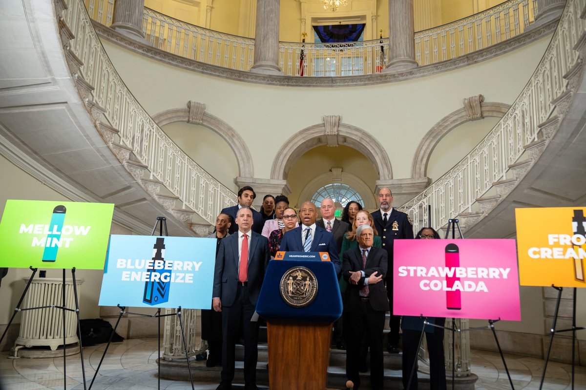 NYC is taking a stand against those fueling the epidemic of youth e-cigarette use. Last week, @NYCMayor announced a lawsuit against 11 companies for the illegal sale of flavored disposable e-cigarettes, the most popular vaping devices among youth: on.nyc.gov/3Uatvl1