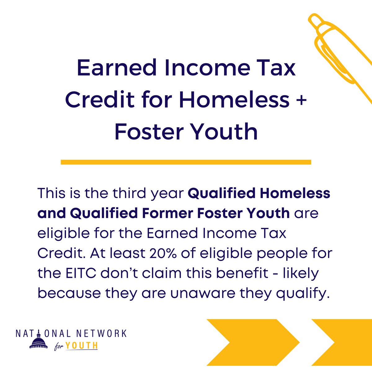 🎉 New Blog Post🎉
This tax season, learn more about the impact of tax policies on homeless and foster youth, as well as the implications of a new IRS program to allow people to file directly, in our new blog post → bit.ly/3UcedMJ
#EITC #endyouthhomelessness