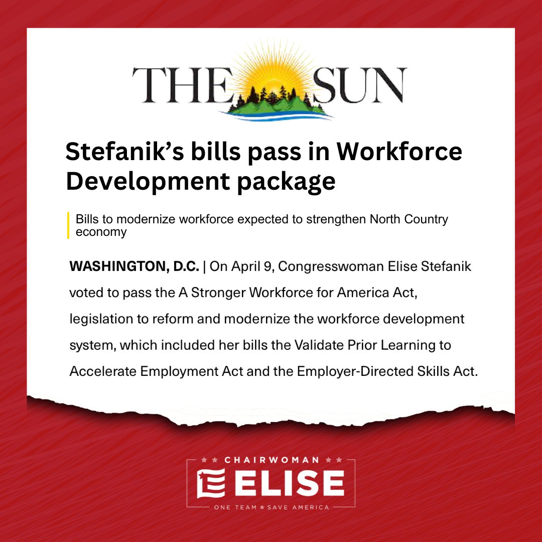 Two important bills that I led, the Validate Prior Learning to Accelerate Employment Act and the Employer-Directed Skills Act, passed yesterday in the essential workforce development package that delivered major wins for our skill-based workforce, including our service members…