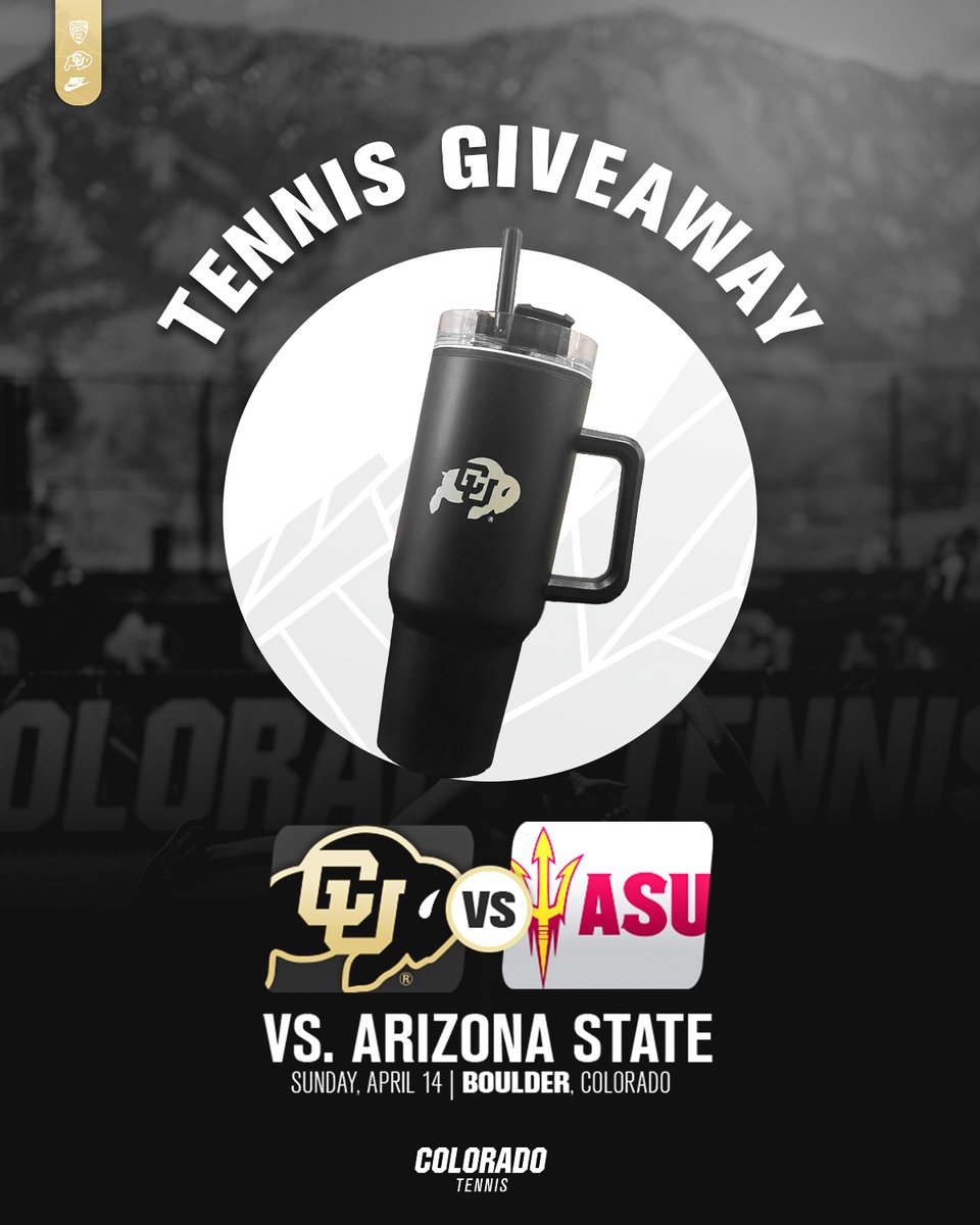 Buffs vs. Sun Devils on Sunday in Boulder 🎾

Come cheer on <a href="/CUBuffsTennis/">Colorado Buffaloes Tennis</a> at 11am &amp; grab a free CU tumbler! Available for the first 100 fans. 

#GoBuffs 🦬