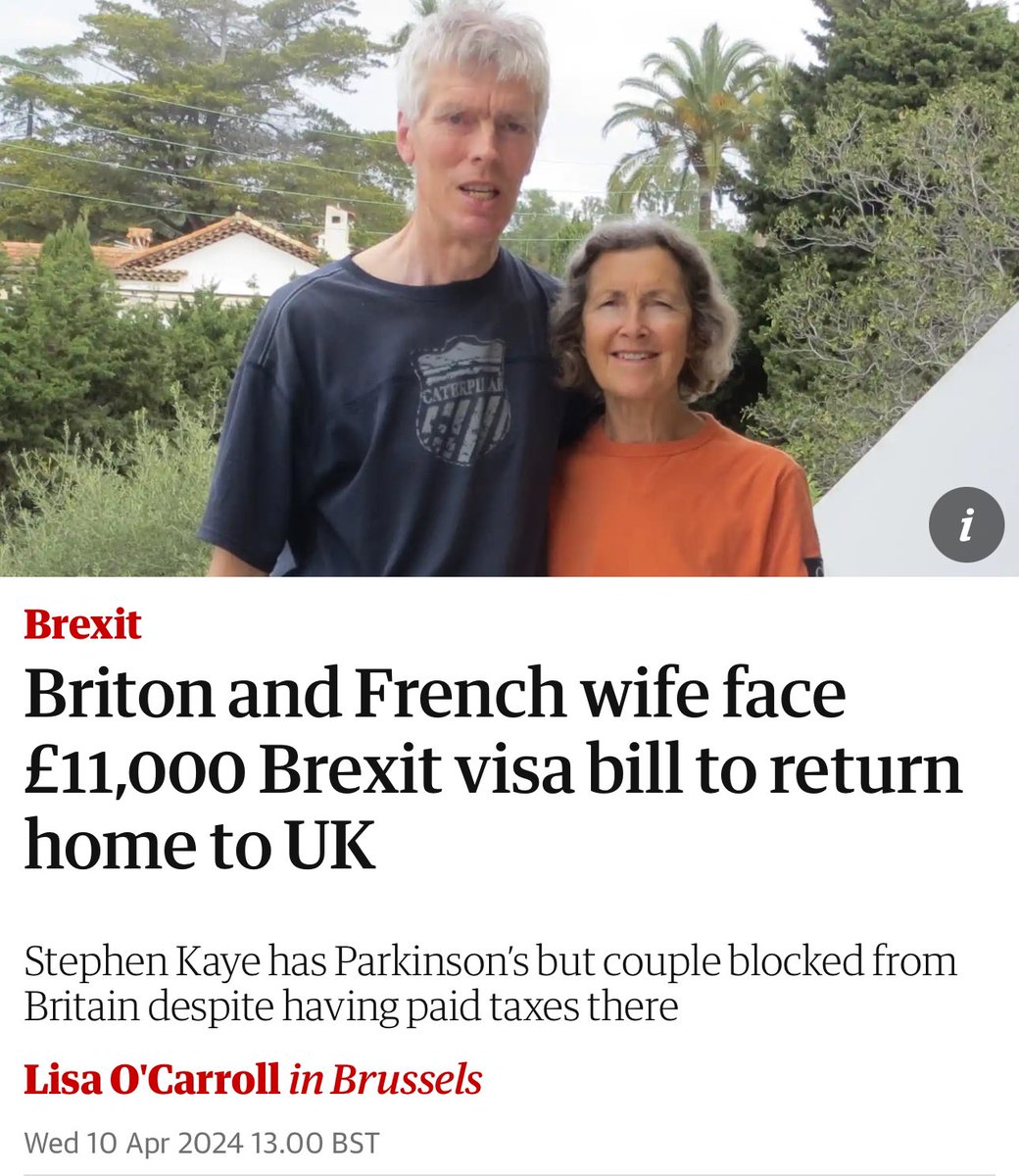 More Brexit madness! A British man with Parkinson’s disease and his wife living in France say they have been left stranded because of “insulting” post-Brexit immigration rules. They worked and paid taxes for decades in the UK but say they have had the “door slammed in our…