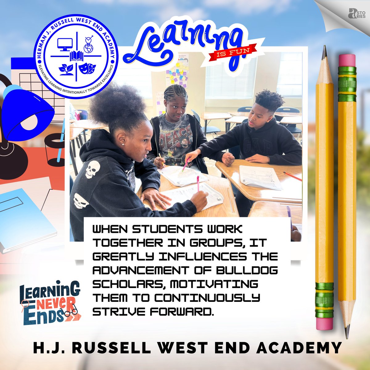 When students work together in groups, it greatly influences the advancement of Bulldog scholars, motivating them to continuously strive forward. @TDGreen_ @Retha_Woolfolk @HRWEACOUNSELING @DRVENZEN_aps @apsupdate