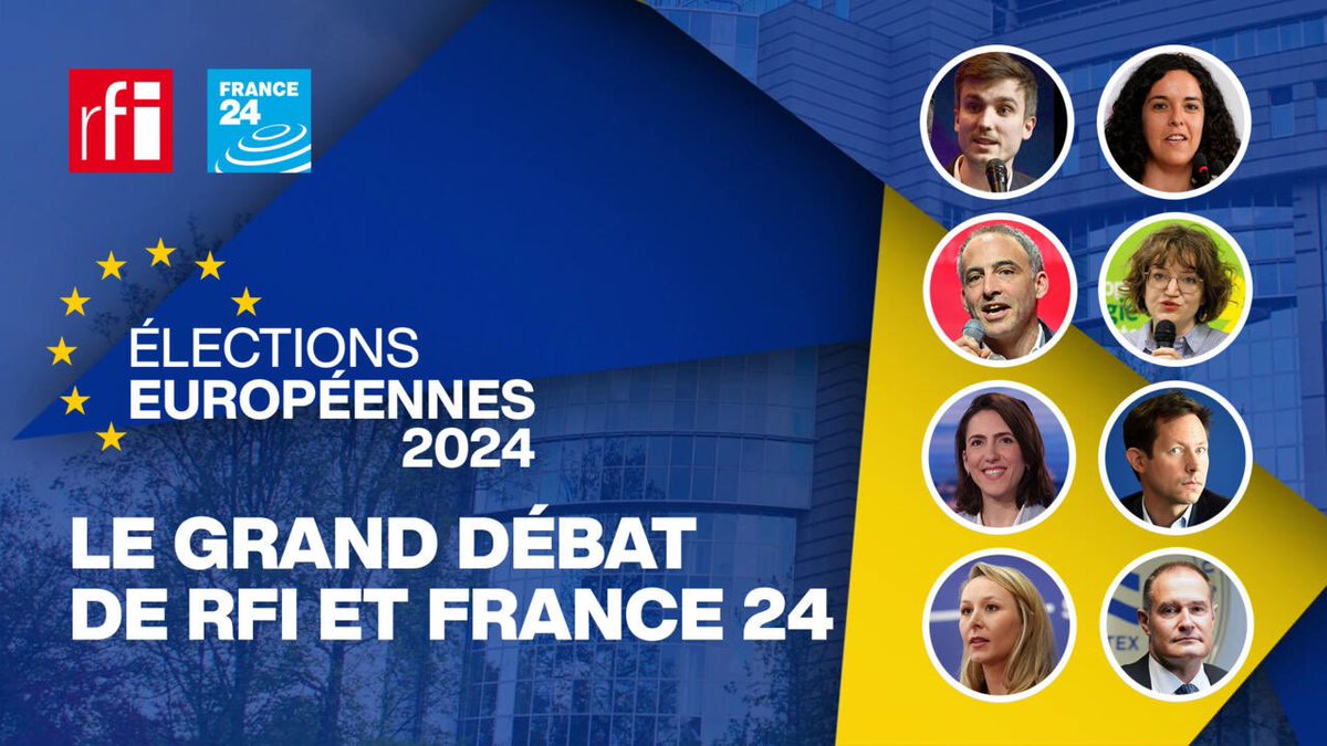 🔴🇪🇺 Ce soir à 19h00 (heure de Paris), le grand débat des principales têtes de liste françaises aux élections européennes, présenté par Caroline de Camaret et Valérie Gas, c’est à suivre sur les antennes, sites et applis de @France24_fr @RFI #Europeennes2024