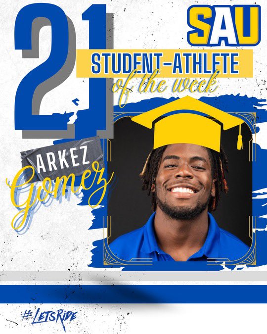 Brad Smiley (@coachbradsmiley) on Twitter photo CONGRATS to <a href="/Arkez14/">Arkez Gomez</a> for being named the <a href="/SAUFootball/">Mulerider Football</a> STUDENT ATHLETE OF THE WEEK!!! ๐ค๐ #BooksAndBall ๐๐ CONGRATS to <a href="/Arkez14/">Arkez Gomez</a> for being named the <a href="/SAUFootball/">Mulerider Football</a> STUDENT ATHLETE OF THE WEEK!!! ๐ค๐ #BooksAndBall ๐๐