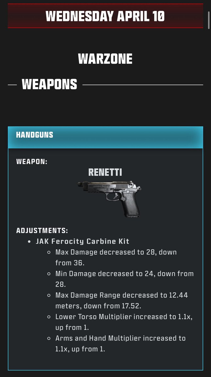 Le Renetti a été nerf sur #Warzone !