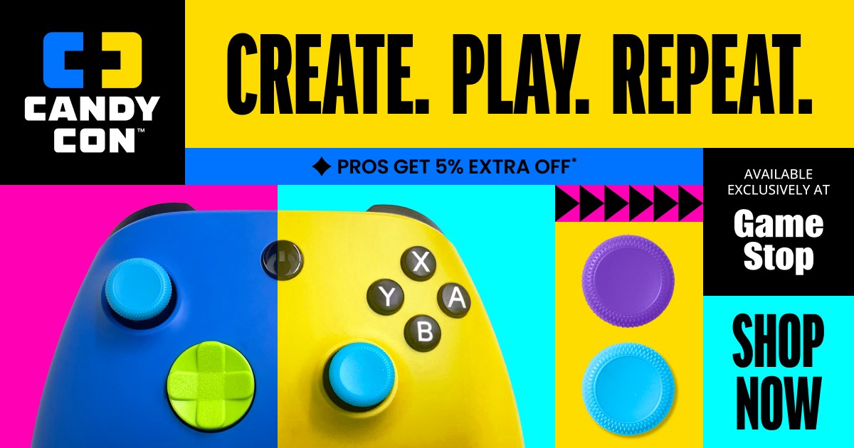 gamestop's tweet image. What&apos;s your favorite color? 🎨 
Welcome to CANDY CON, our newest, exclusive line in customizable controllers!
Create. Play. Repeat - only at Gamestop: bit.ly/3Jf48Iq
#GameStop #CandyCon🎮