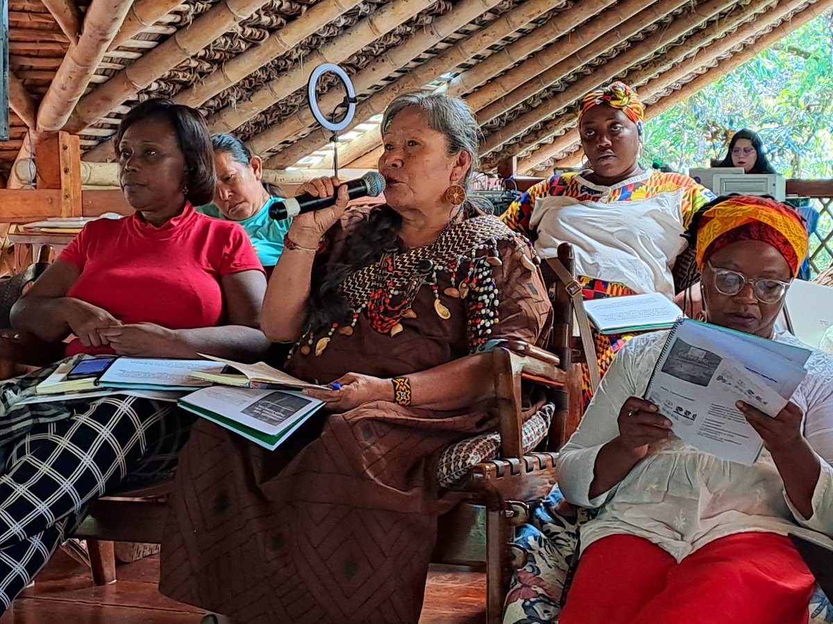 'Los pueblos indígenas defendemos la naturaleza porque es parte de nosotros y nosotras. No lo entendemos como recurso para la explotación, sino como la posibilidad de un #BuenVivir', Teresita Antauz, @aidesep_org. Encuentro #TejiendoJuntas